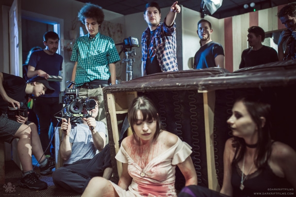 Behind the Scenes Still Stewart Sparke directs the cast and crew